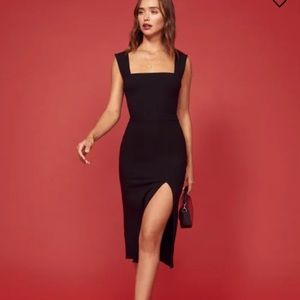 Reformation Black Cassi Midi Dress